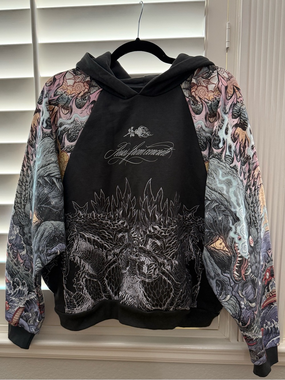 Godzilla x Civil Regime In Time Destruction Reclaimed Hoodie Black Size Medium